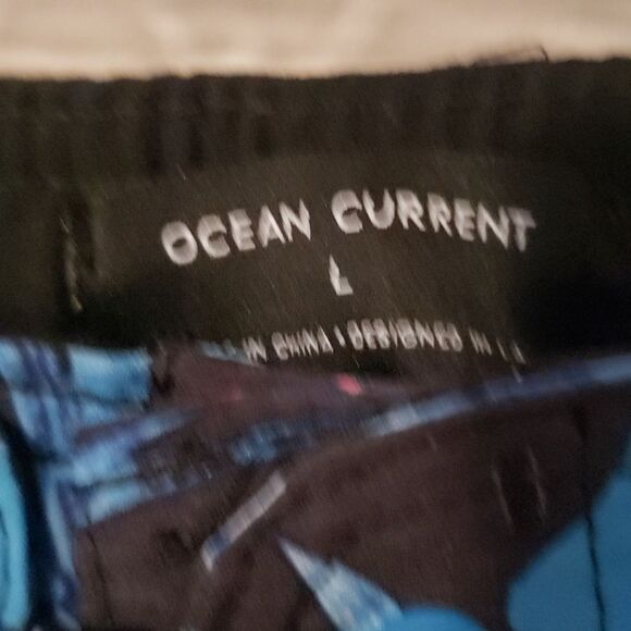 Ocean Current Swim Trunks Men's Size Large Tropical Print Blue Stripe - Picture 3 of 7